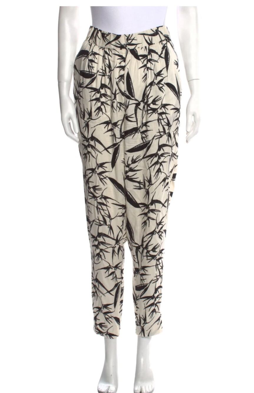 Alice + Olivia Size 2 Black White Skinny Leg Casual Office Business Flowy Pants